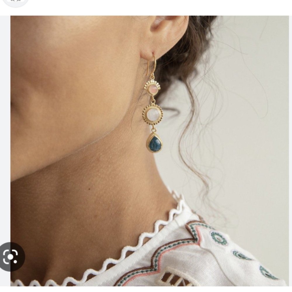 Anna Beck Apatite, Guava, and Moonstone Earrings